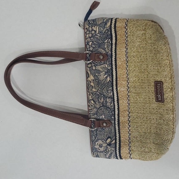 Sakroots Handbags - Sakroots Handbag Purse Straw and Fabric with gold accents